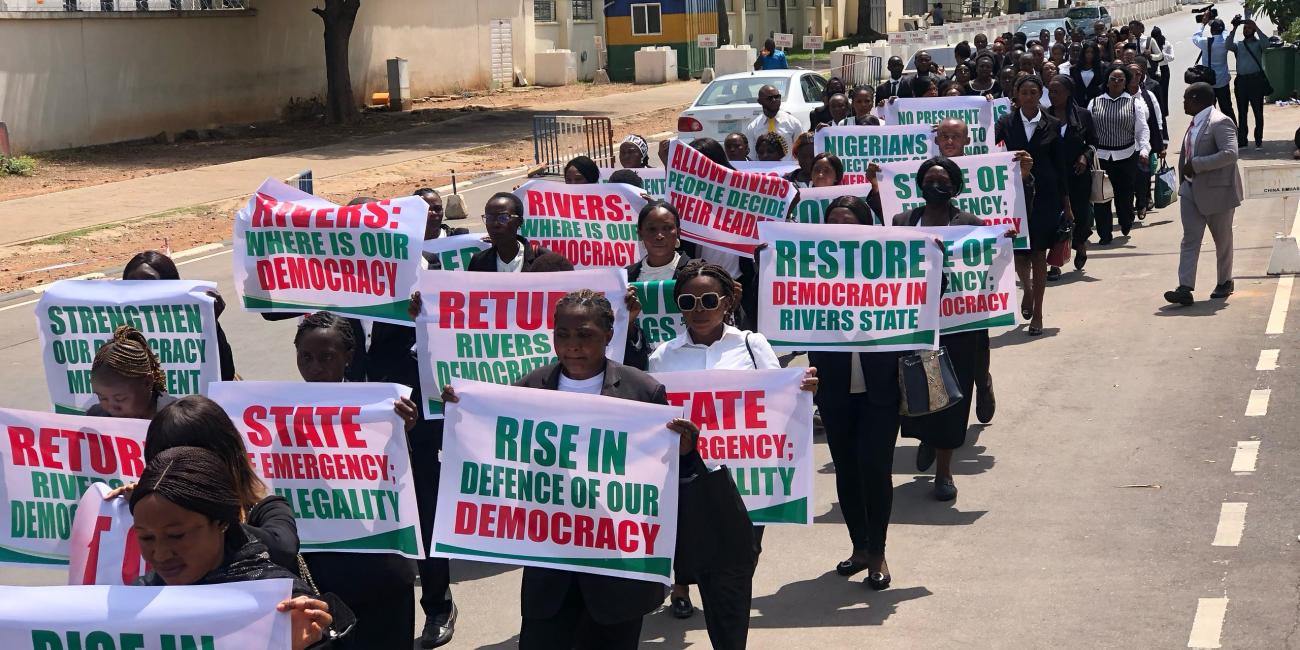 CRISIS IN THE DELTA: LAWYERS STORM STREETS OVER “UNCONSTITUTIONAL COUP” IN RIVERS STATE